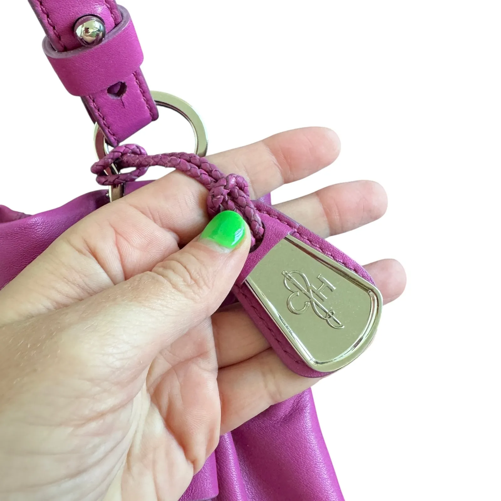 Cole Haan Cornelia Ellie Large Drawstring Fuchsia Purse - Image 5