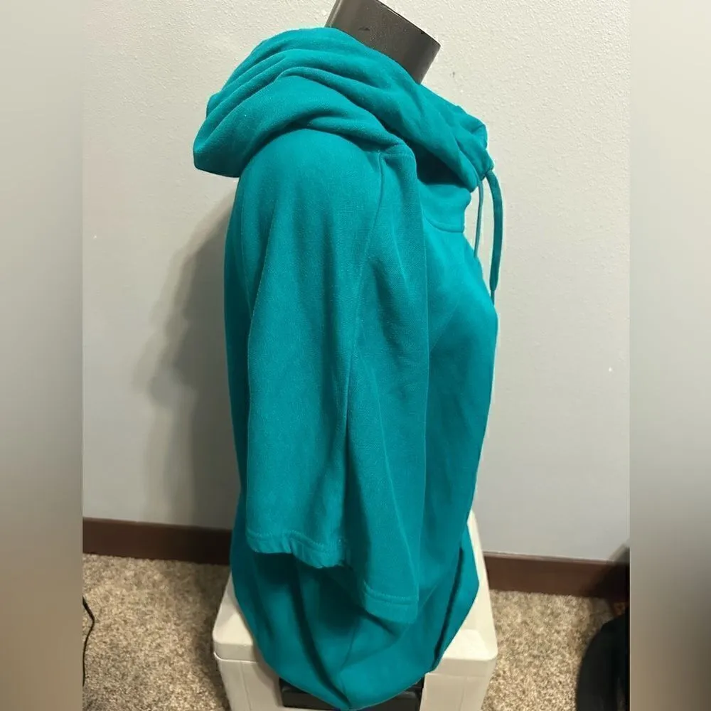 Nike Womens Medium Turquoise Cowl Neck Short Sleeve Sweatshirt - Image 4