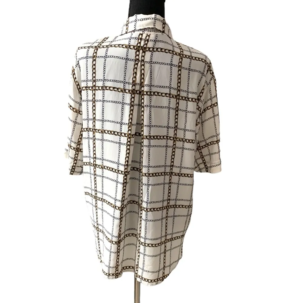 7 for all mankind oversized button down luxury chain print collar top - Image 6