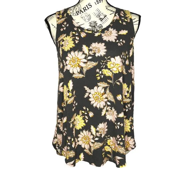 Old Navy Luxe SMALL Floral Round Neck Super Soft Tank Top - Image 2