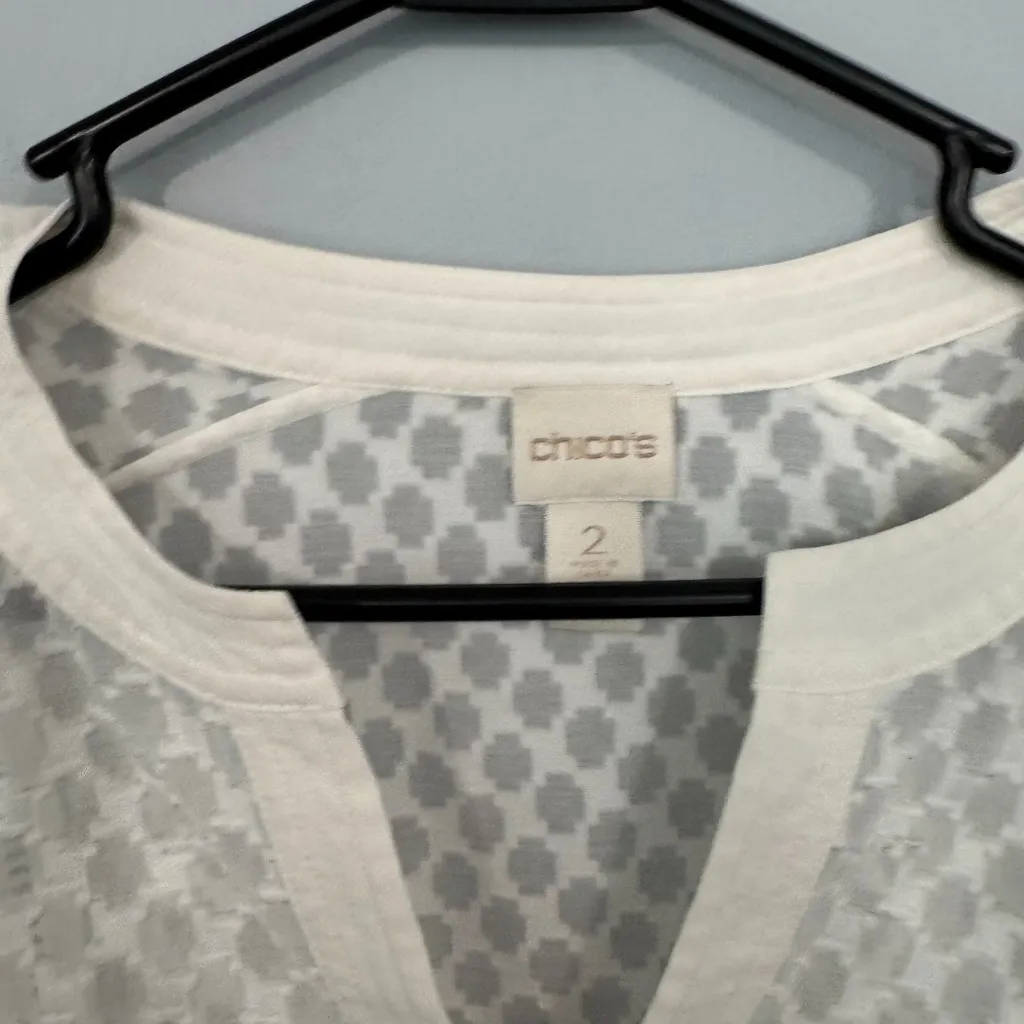 Chico's White Sheer Long Sleeve Top Women's Size Large / 12 Chico's Size 2 - Image 5