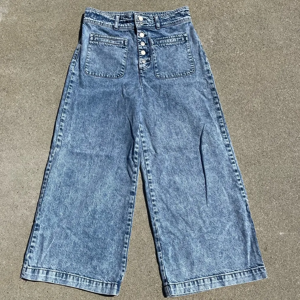 Free People Acid Wash Retro Colette Wide Leg Jeans size 29 - Image 7