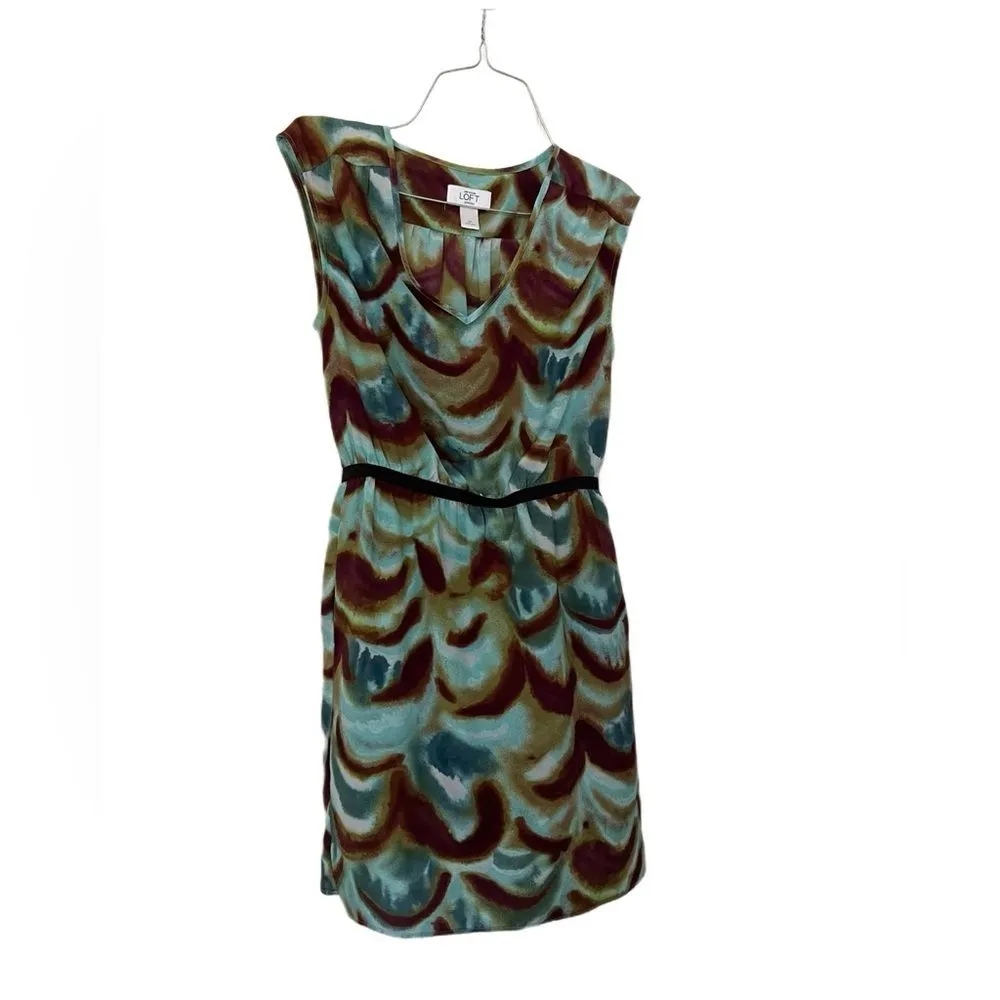 wavy retro pattern COLORED dress MINI DRESS blue brown 2P - Image 2