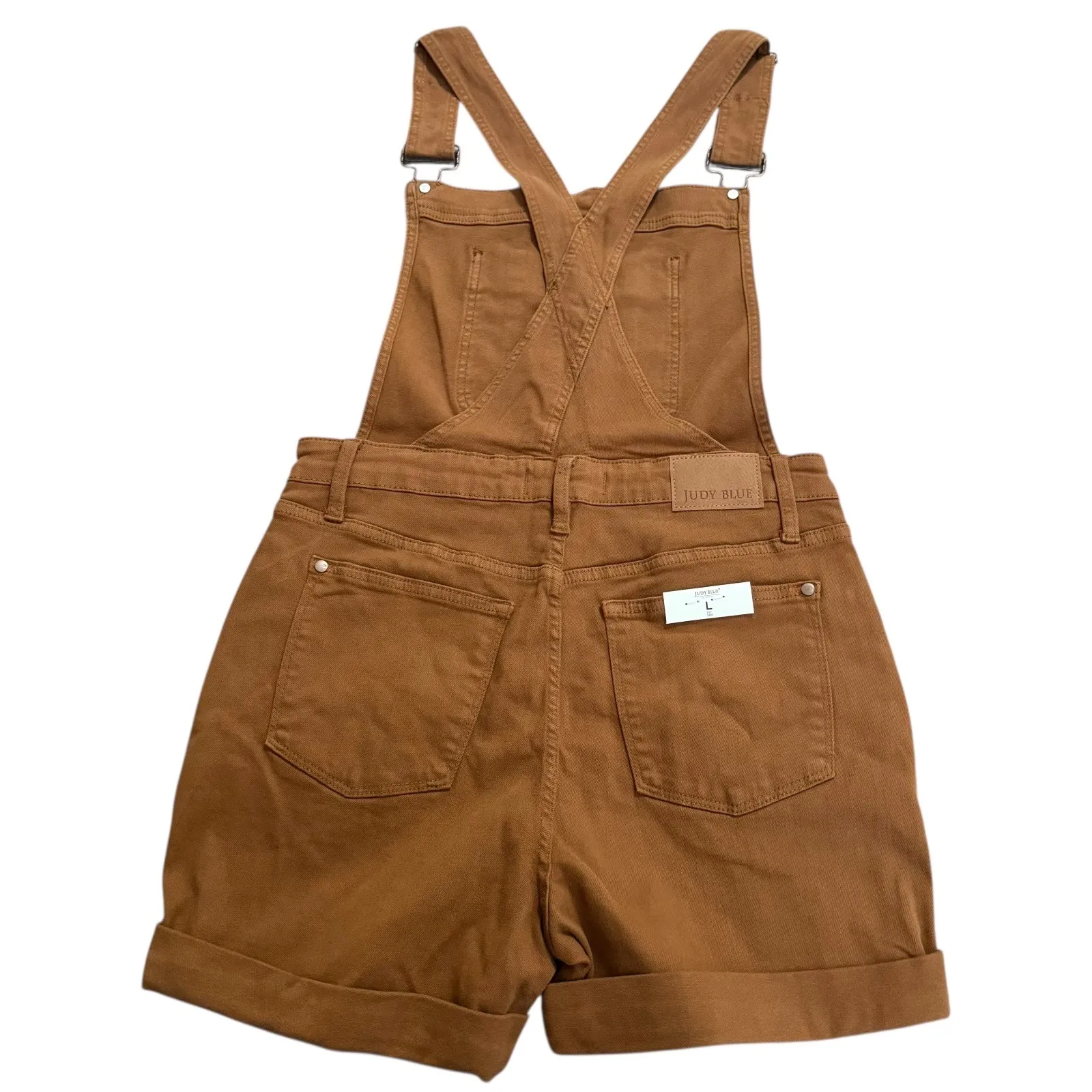 Judy Blue NWT Women Brown Shortalls Overalls Bibs Size L JB150241 C-CO Utility - Image 5