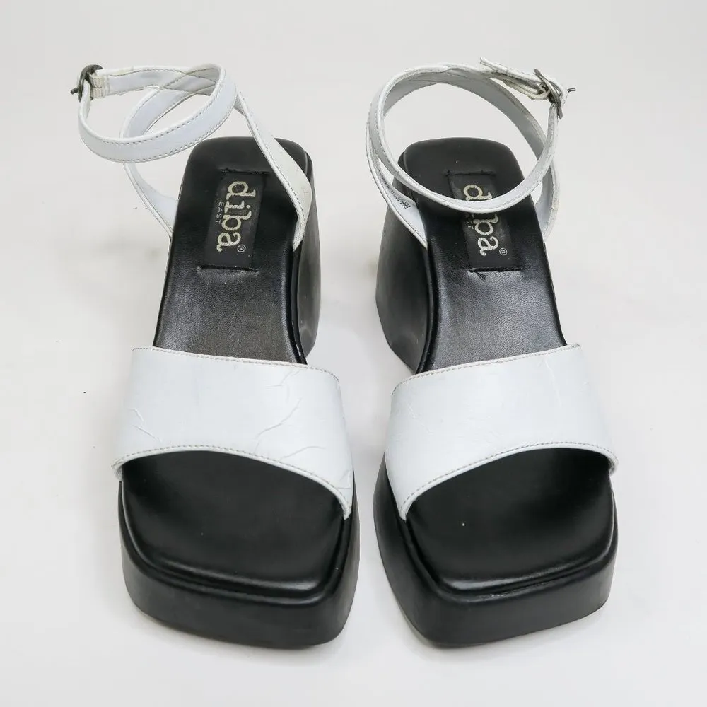 Vintage Y2K Diba Black & White Chunky Platform Wedge Ankle Sandals Size 7 - Image 6