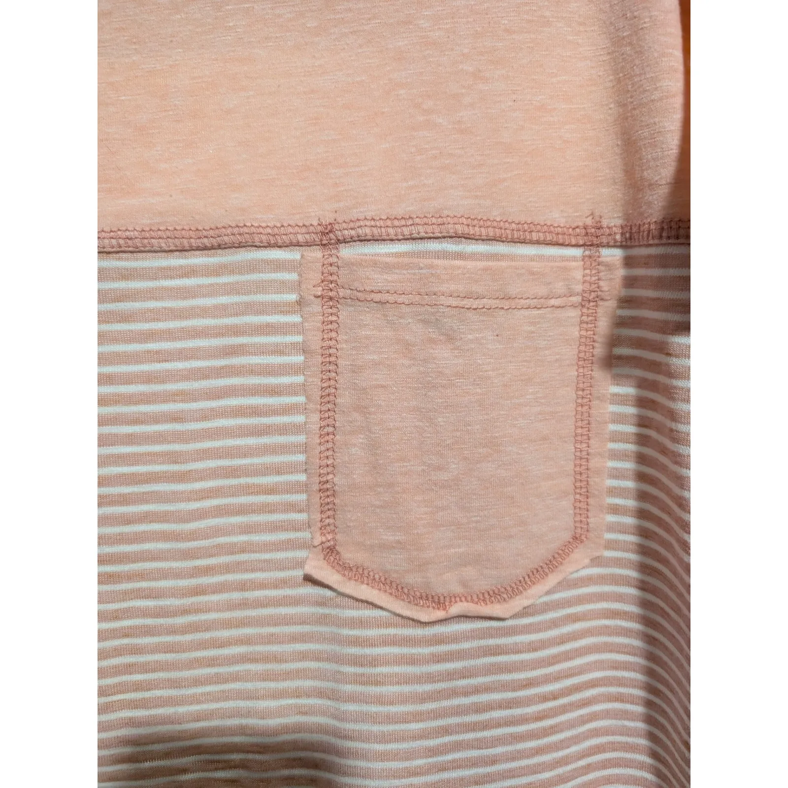 Kori America Striped Pink & White‎ T-Shirt with Pocket Short Sleeve- Size Small - Image 3