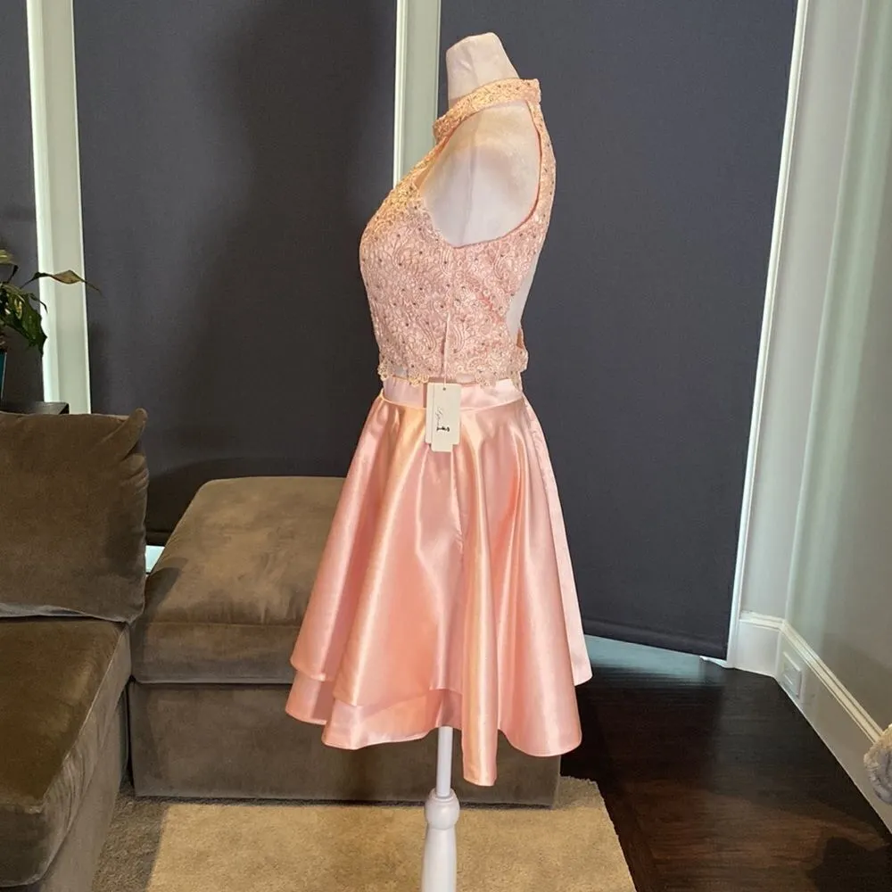 Women’s Satin & Lace Halter Short Prom Party Dress 2 Pieces Size 4 NWT - Image 6