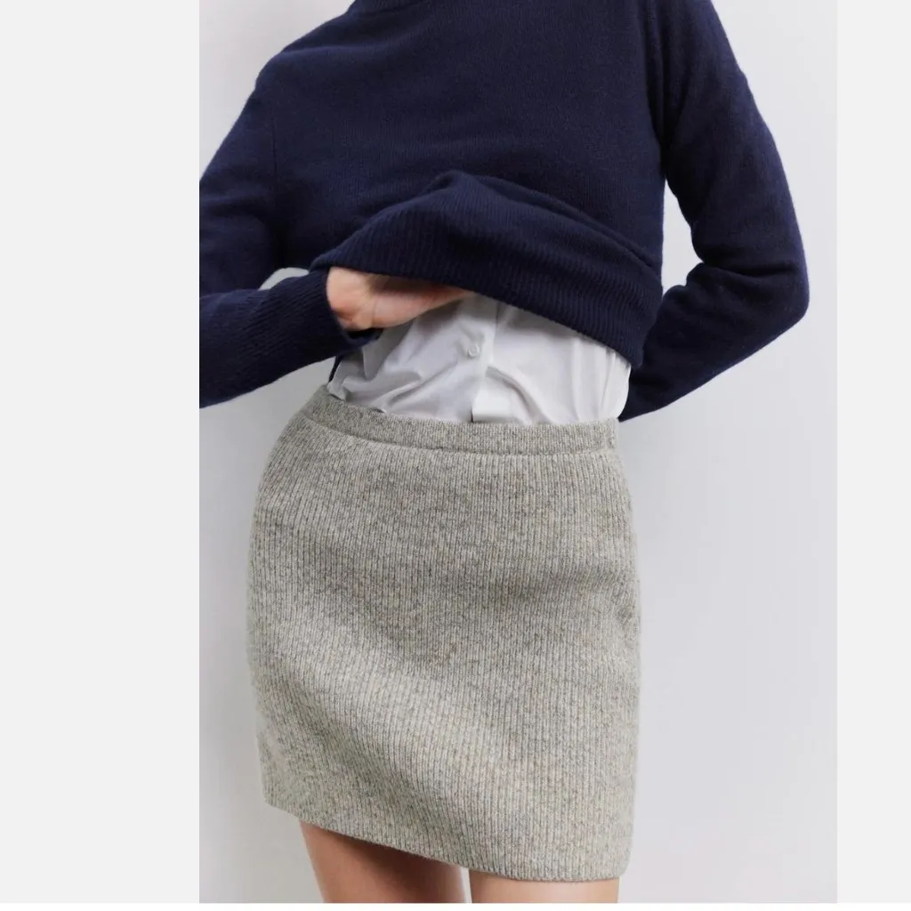 NWT Zara PLAIN WOOL BLEND KNIT MINI SKIRT Pull On - Image 2