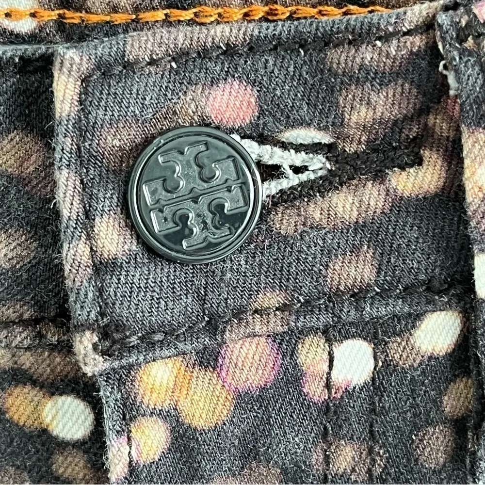 Tory Burch Black Flash Print Slim Skinny Jeans Size 24 - Image 11