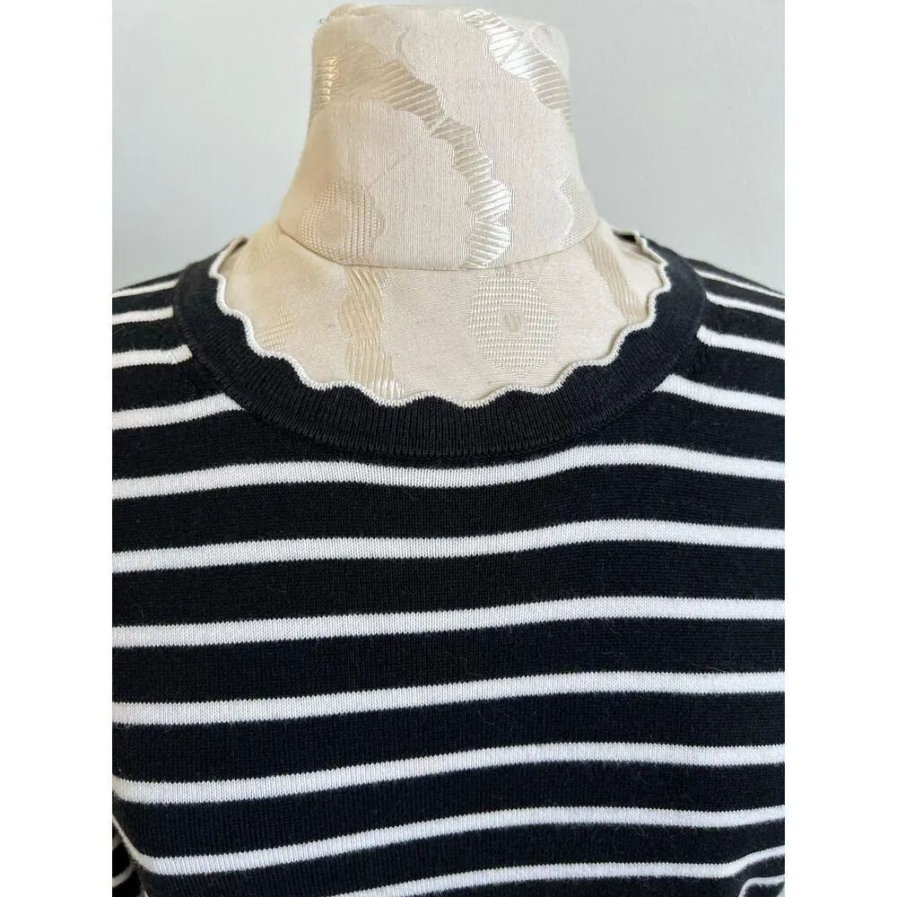 Banana Republic Scallop Collar Long Sleeve Striped Sweater Medium - Image 5