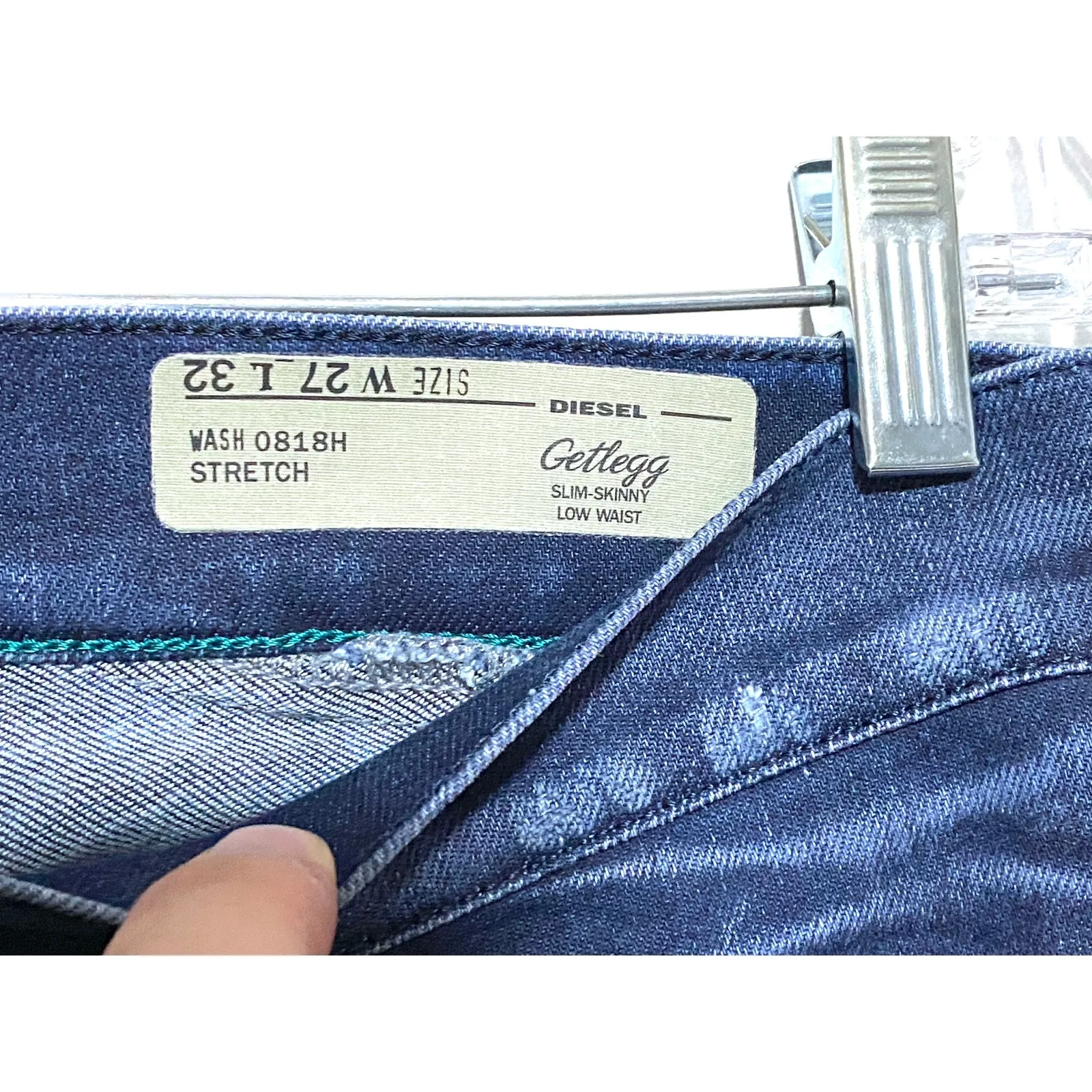 Diesel Jeans Getlegg Slim Skinny Low Waist Womens 27 Distressed Whiskered Grunge - Image 4