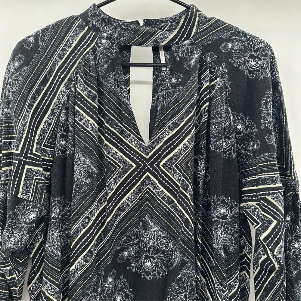 Free People Walking on a Dream Long Sleeve Paisley Print Cutout Tunic Top Size S - Image 3