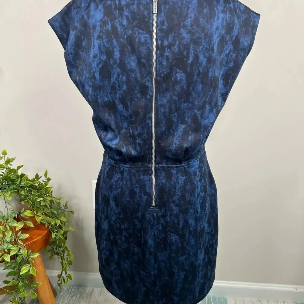 Michael Michael Kors Blue and Black Short Sleeve Zip Pocket Sheath Dress Sz 8 - Image 6