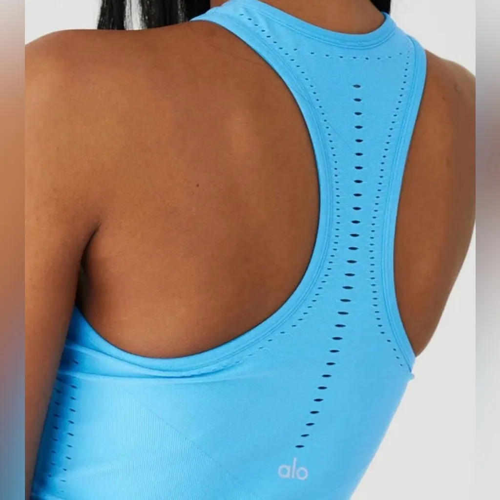 ALO Yoga NWT Seamless Open Air Racerback Dress Azure Blue Size XS - Image 3