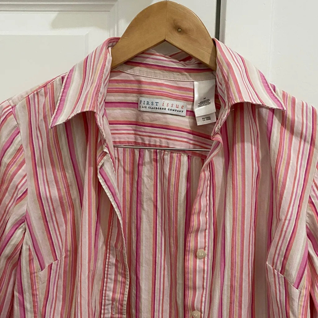 First issue Pink and White Striped Button Down Shirt - Image 3