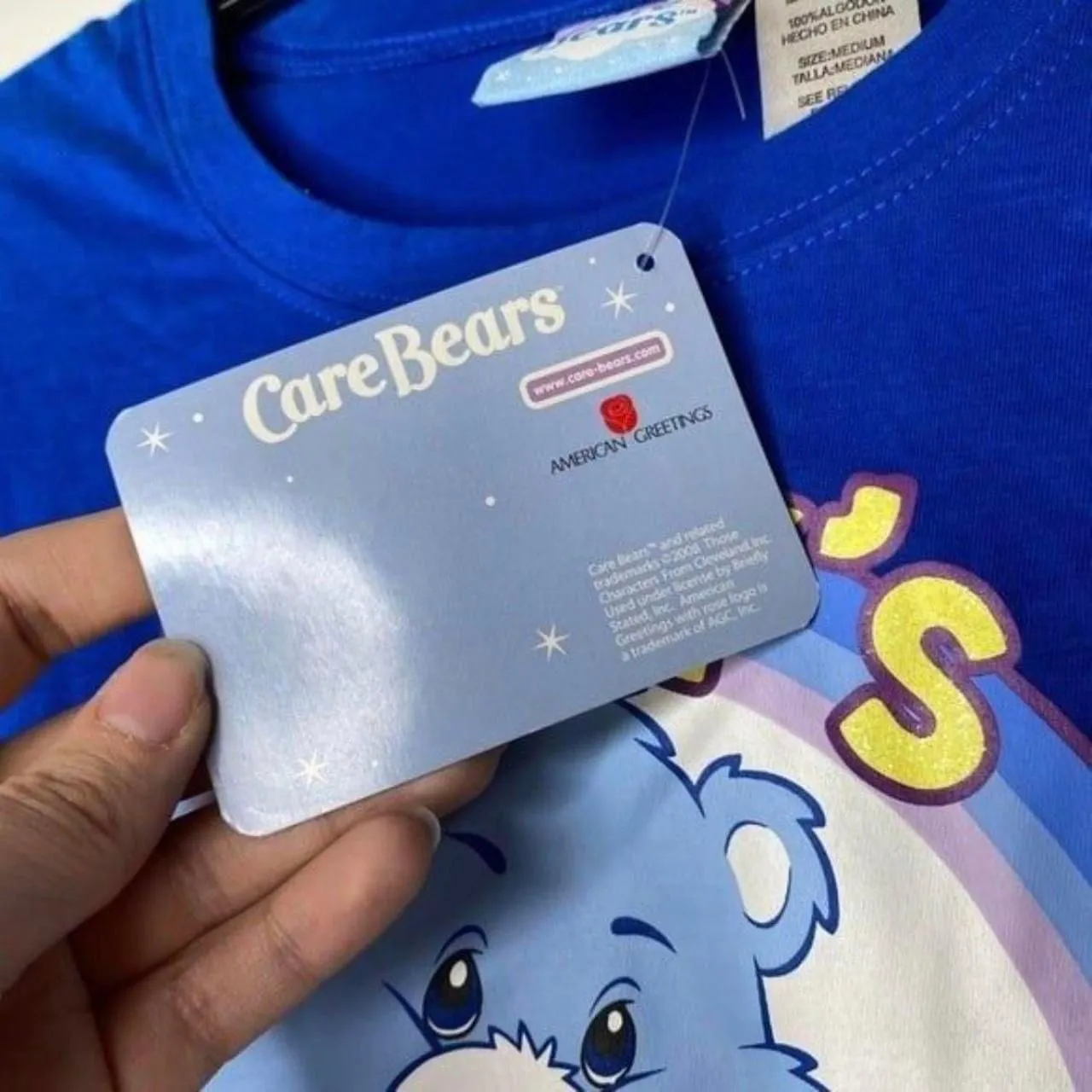 Vintage New Y2K 2000s Care Bear Todays My Grumpy Day Long Sleeve Shirt Medium Blue - Image 5