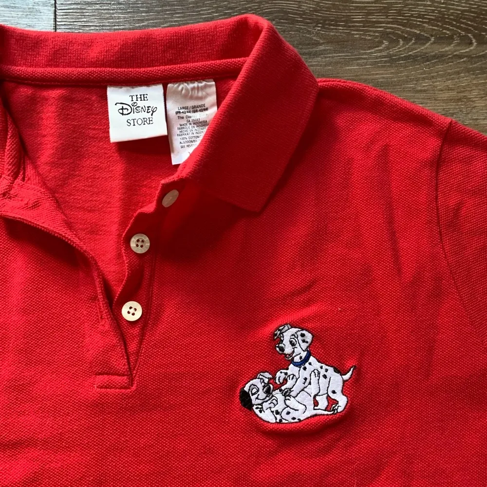 Vintage The Disney Store Red Short Sleeve 101 Dalmatian Polo L - Image 2