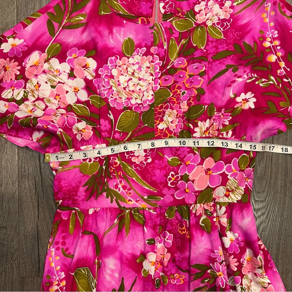 New Women's Dress S Pink Floral Maxi Boho Garden Party Barbie Handmade Vacation - Image 10