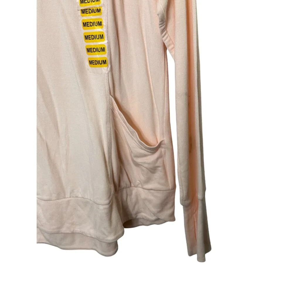 Yogalicious Ballerina Pink Long Sleeve Relaxed Fit Top Pockets & Thumbholes Sz M - Image 4