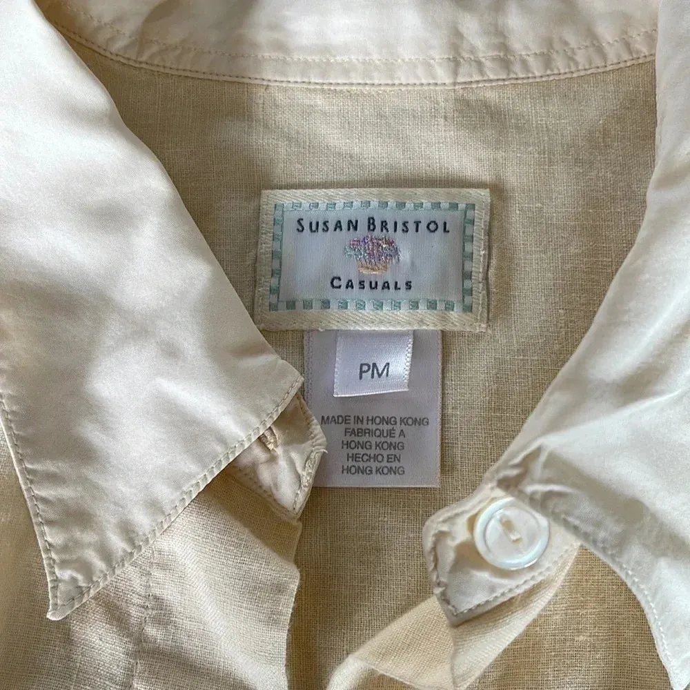 Susan Bristol Casuals Linen Patchwork Yellow Button Down - Image 5