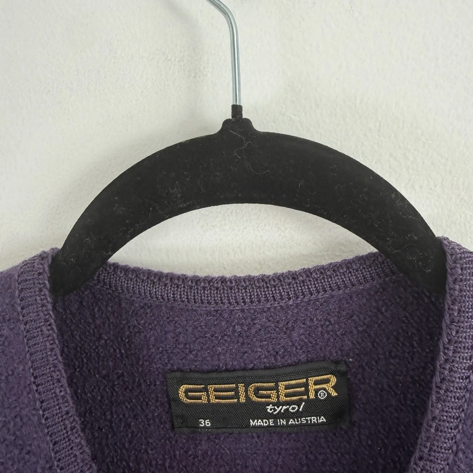 Geiger Tyrol Purple Wool Sweater Jacket Vintage Made in Austria Womens 36 US Sma - Image 3