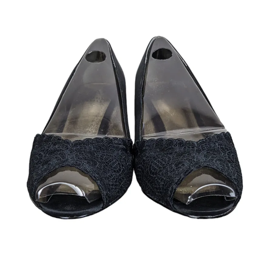 Adrianna Papell Jude Satin & Lace Peep Toe Mid-Heel Pumps 7.5W NEW - Image 9