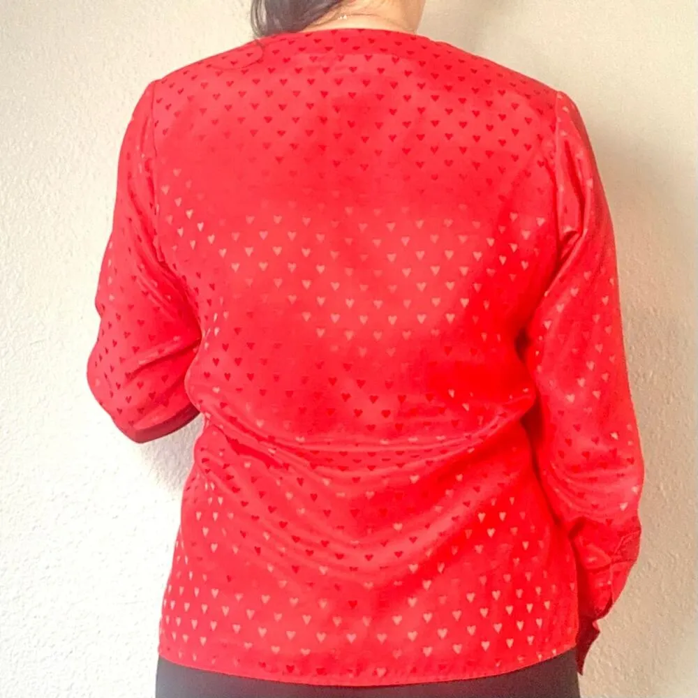 Evan Picone Satin Brocade Heart Blouse Size 6 Medium - Image 4