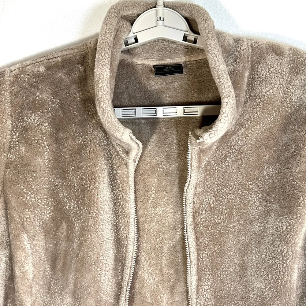 32 Degrees Heat Plush Fleece Full Zip Jacket XXL Beige Women's Soft Outerwear - Image 3