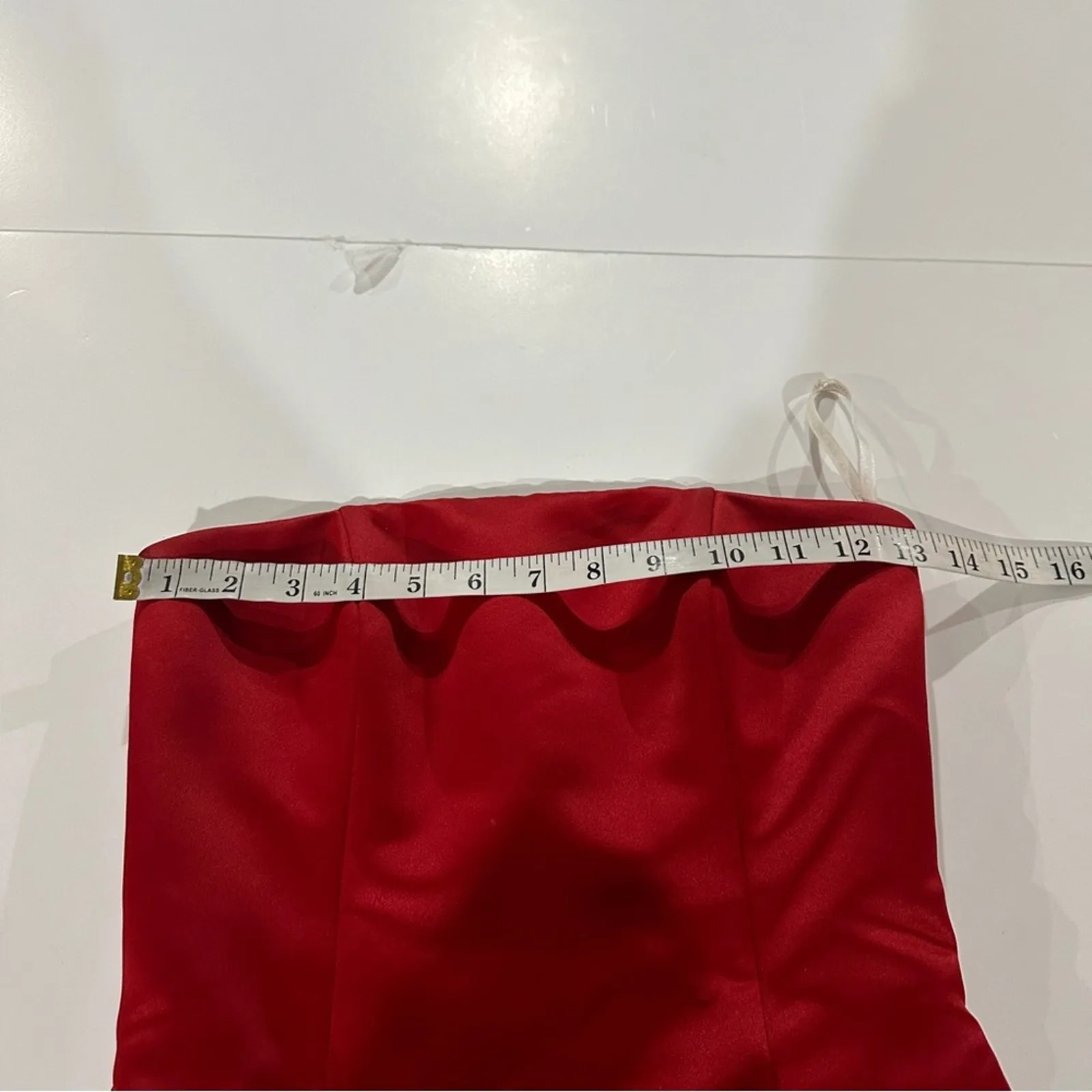 Vintage Gunne Sax Jessica McClintock Red Ruffle‎ Strapless Tulle Dress Size 1/2 - Image 10