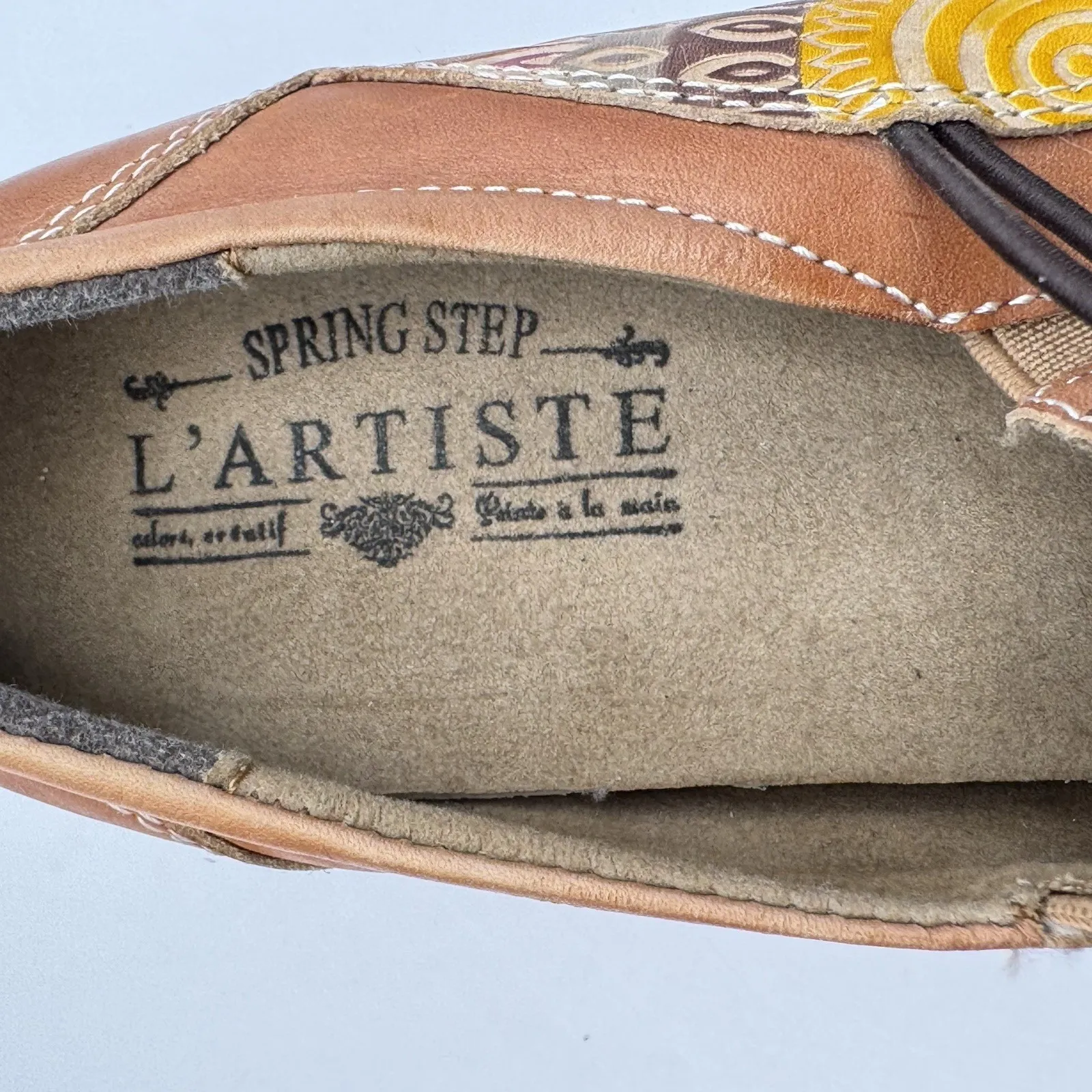 L' Artiste Agacia Spring Step Hand Painted Leather Clog Size 38 -7.5/8 Wedge - Image 6