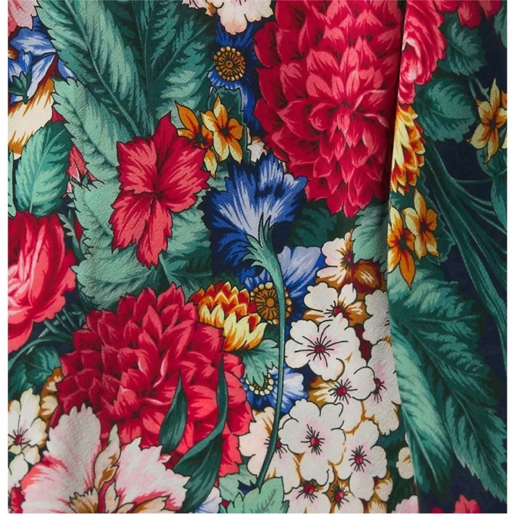 Johnny Was 100% silk slip midi dress in navy blue floral NWT - Image 7