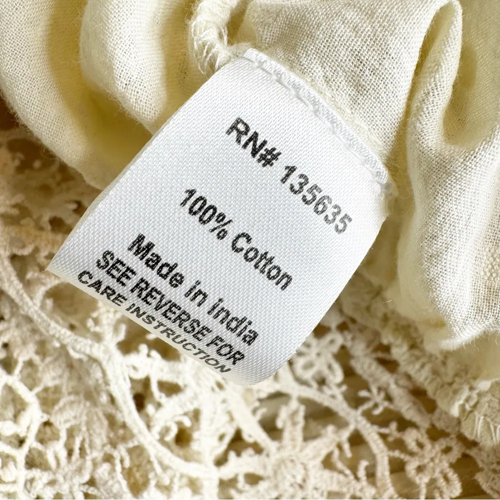 NWT Anthropologie Love Sam Boho Cotton Lace Peplum Full Sleeve Top Ecru Size S - Image 13