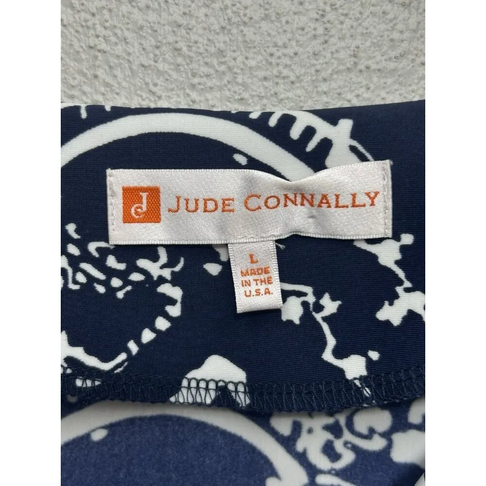 Jude Connally Ali Tank Top Large Chinoiserie Navy Sleeveless Non Wrinkle Stretch Blue - Image 4