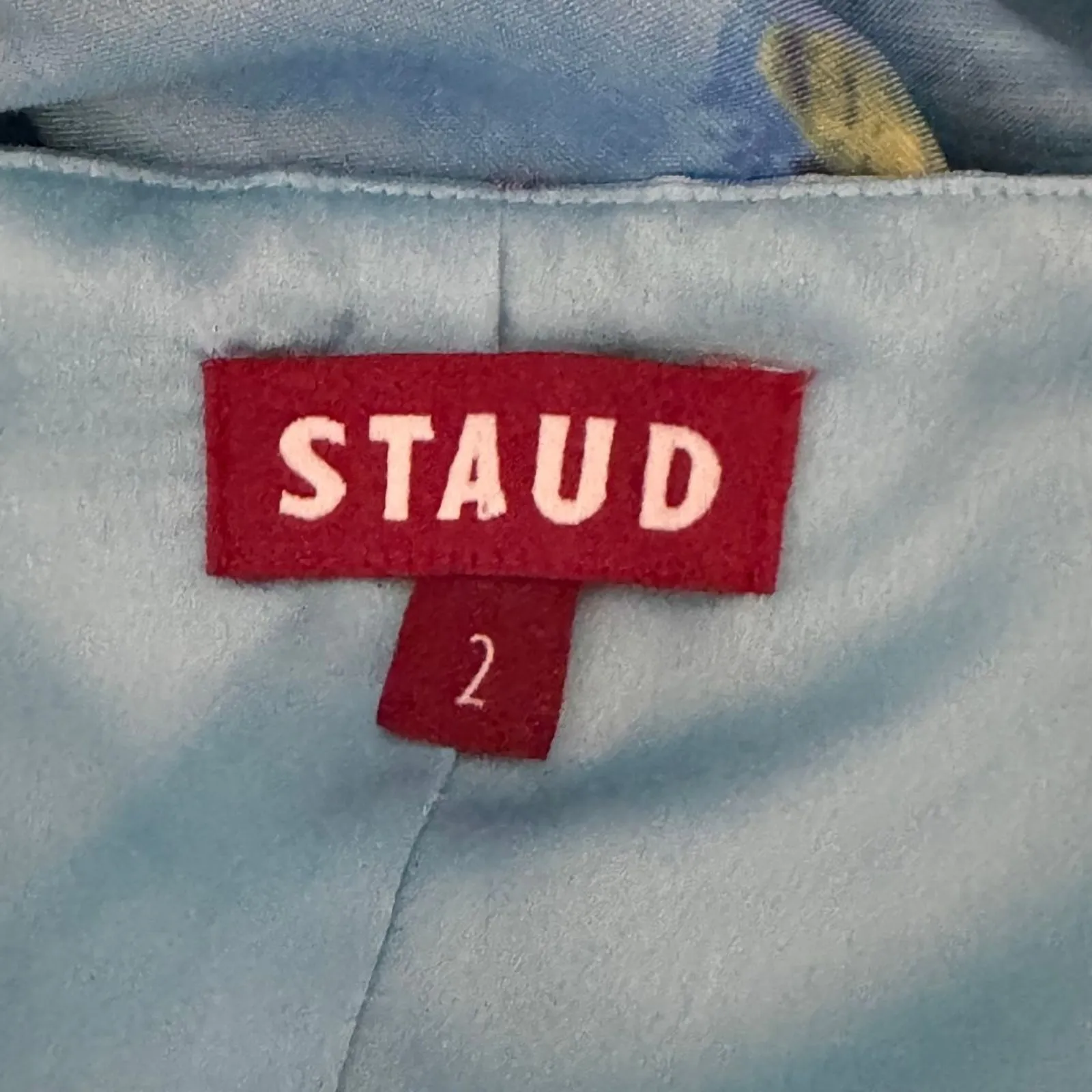 STAUD Viviana Blue Island Print Maxi Dress Off the Shoulder Halter Tie EUC Sz 2 - Image 10