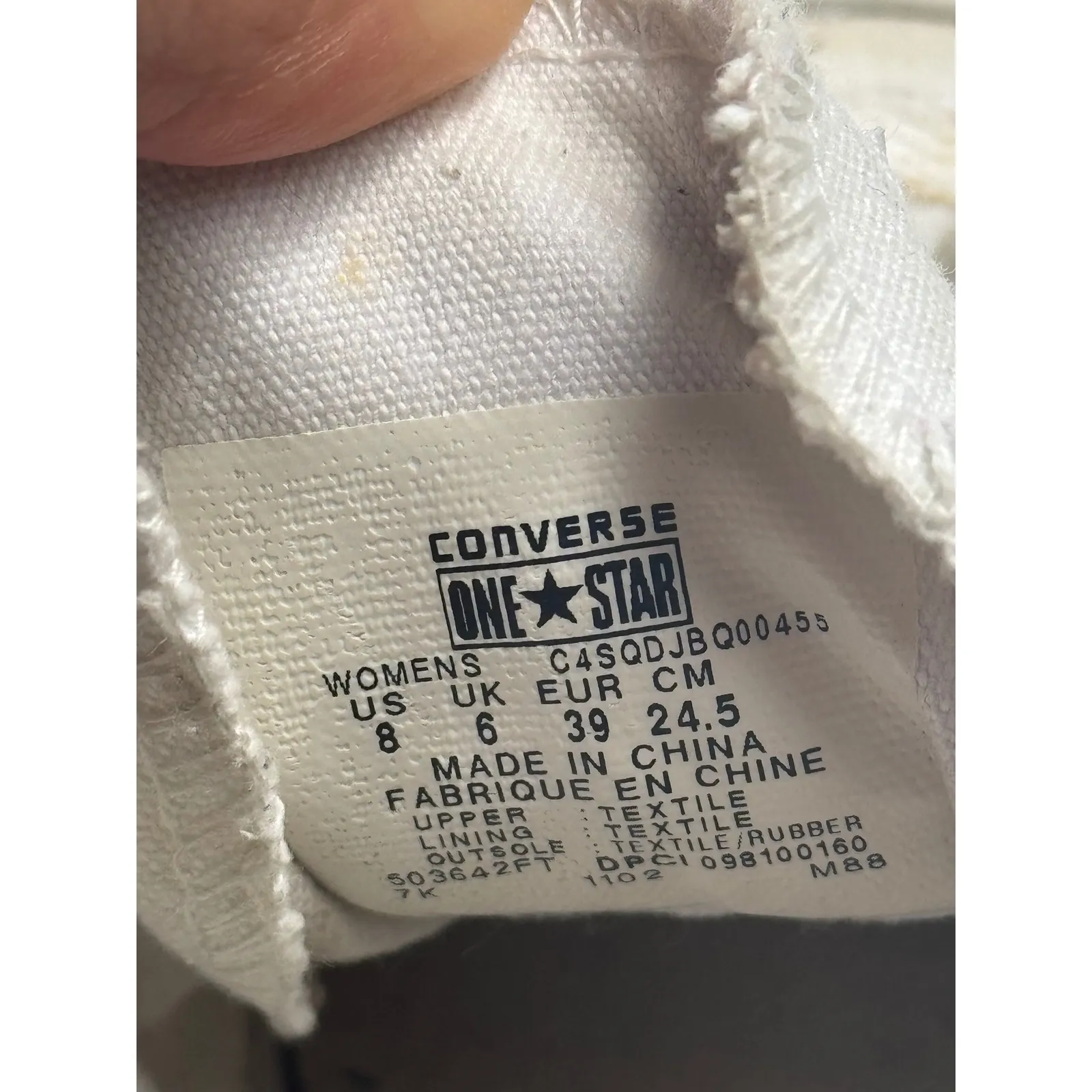 Converse One Star Low Top Sneakers White Canvas Lace Up Womens Size 8‎ Casual - Image 6