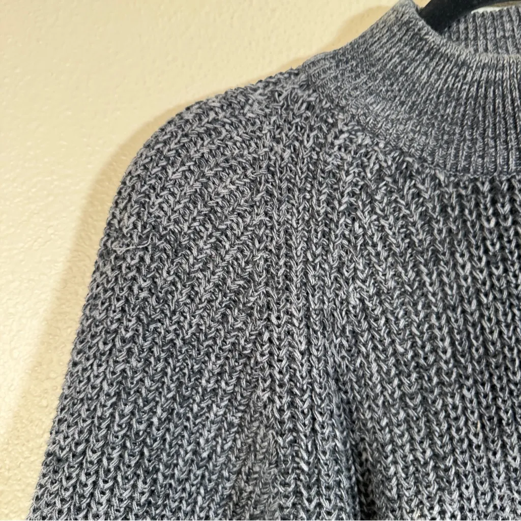 Vintage 90s Ann Taylor Grey Rib Knit Sweater Womens M 100% Cotton Shoulder Pads Gray Size M - Image 8