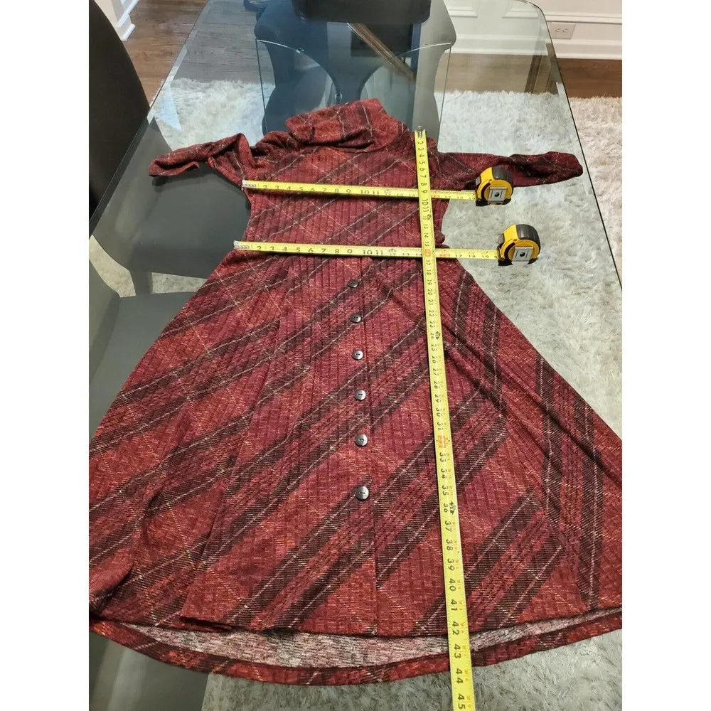 Robbie Bee Women's Maroon Polyester Cowl Neck Long Sleeve Knee Length Dress L - Image 11