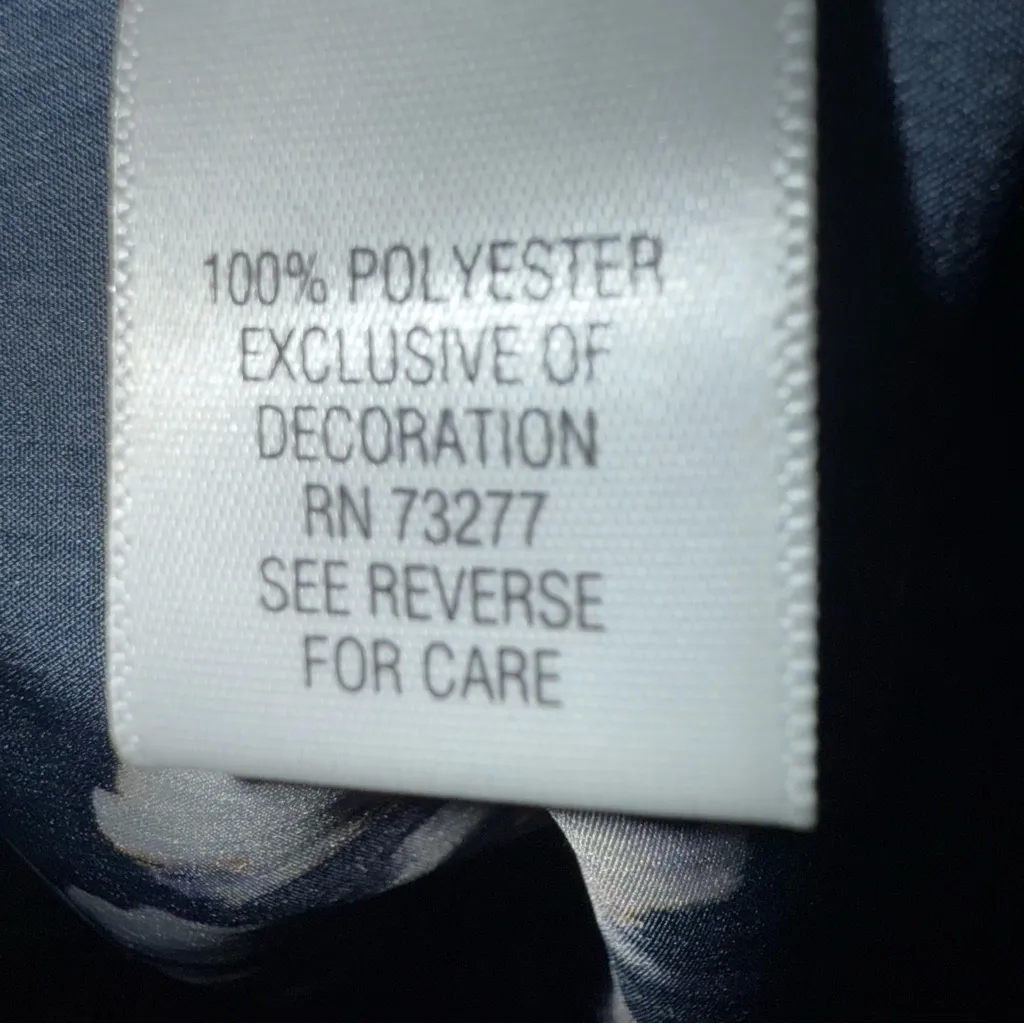 Simply Vera Vera Wang Navy and Pink Floral Babydoll Midi Dress, Size S - Image 9