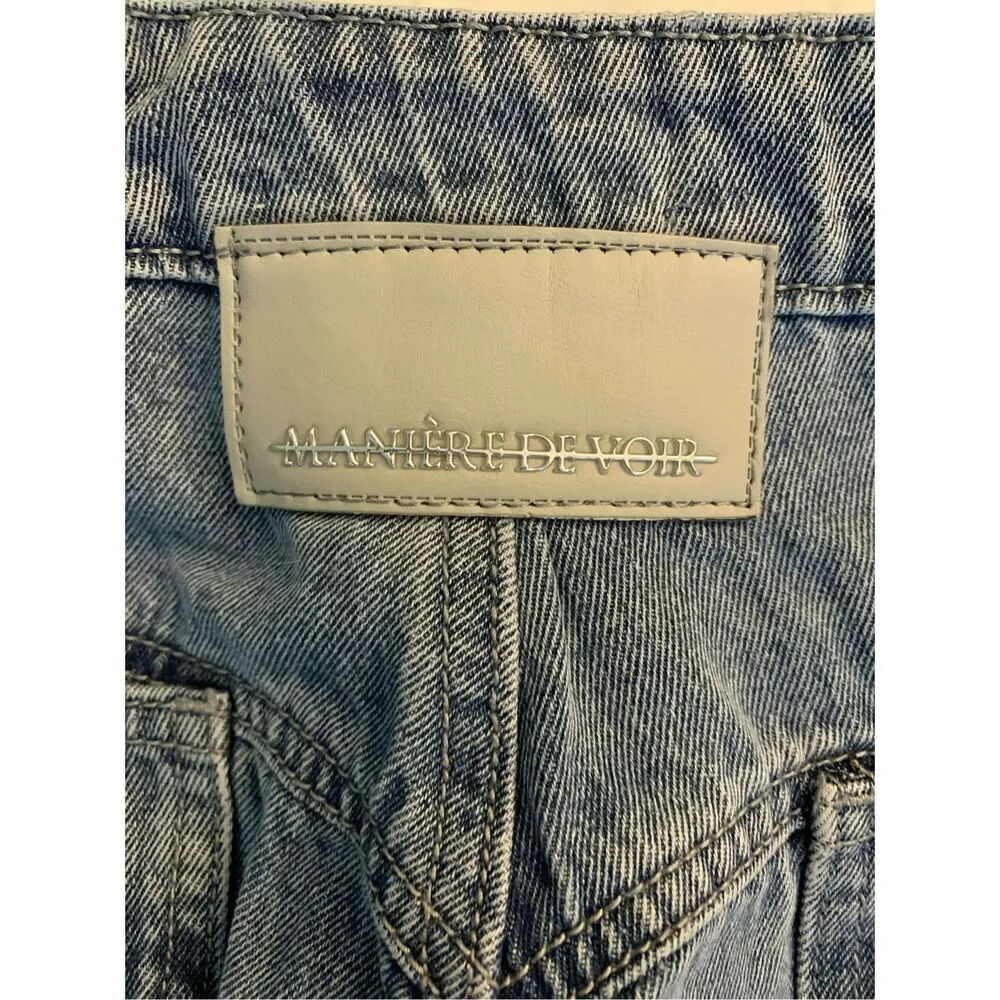 Maniere De Voir Rare Chrome/White Logo Streetwear Denim Jeans women's size 4 - Image 7