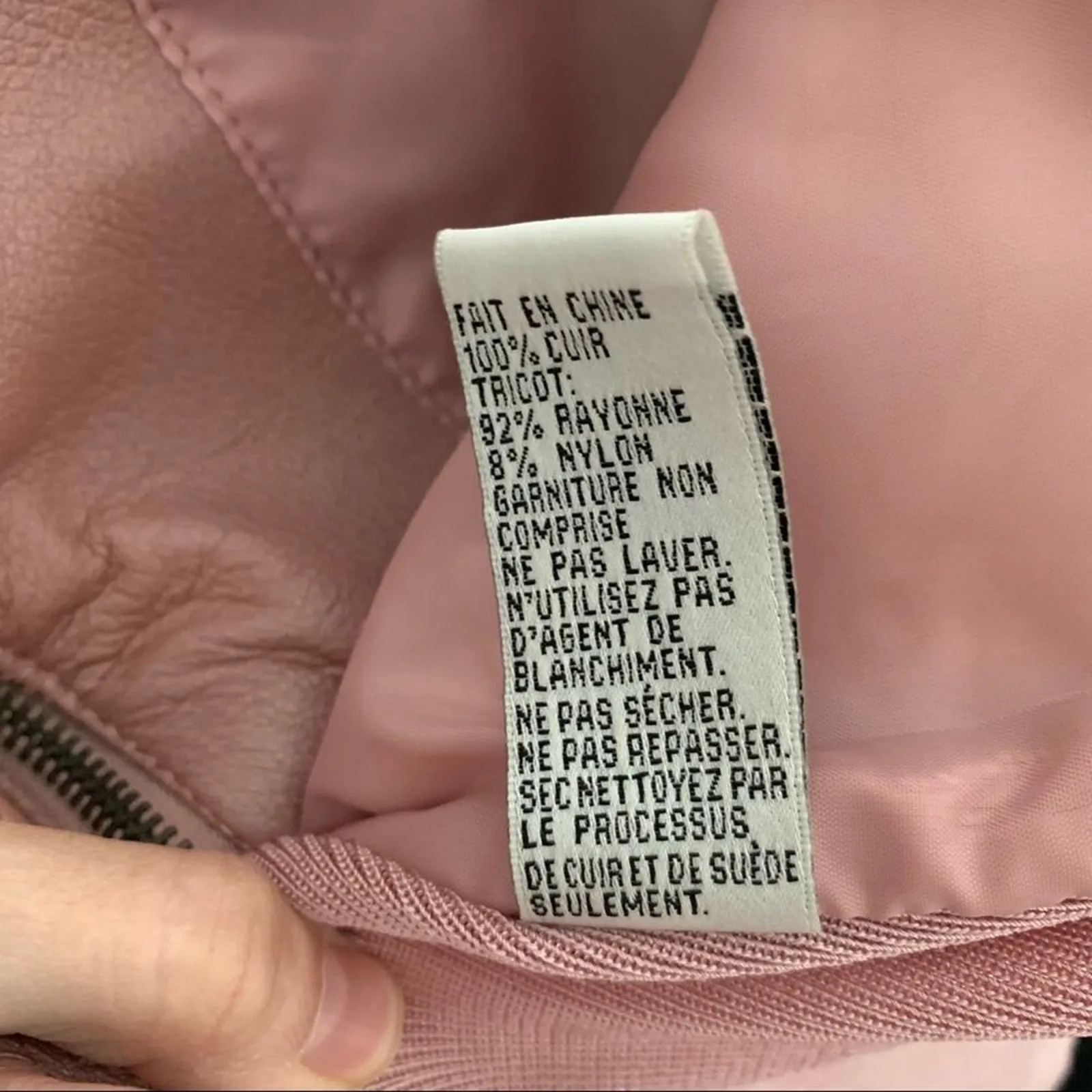 Nygard Collection Blush Pink Leather & Knit Jacket Size 0X - Image 6