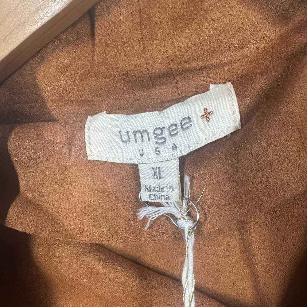 Umgee Jacket Women XL Brown Suede Zip Up Moto NWT Fall Light Weight Coat Blazer - Image 6