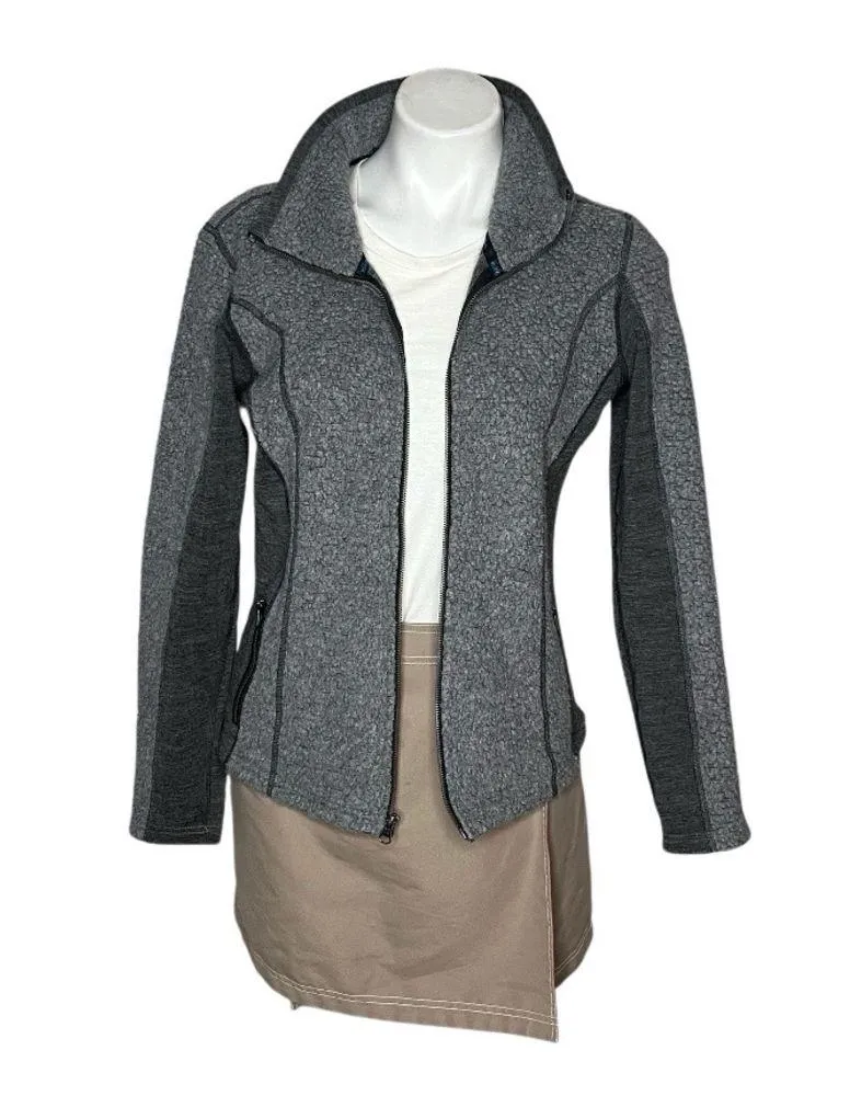 KUHL Grey Sherpa Jacket KOZET Full Zip Wool Blend Two Tone Womens Size Medium - Image 4