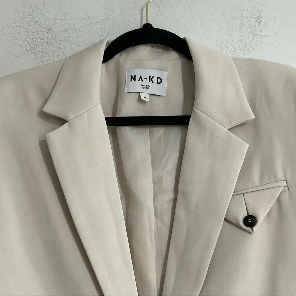 NA-KD Soft Detailed Tailored Oversized Blazer in Cream Size 36 US 6 Corpcore - Image 8