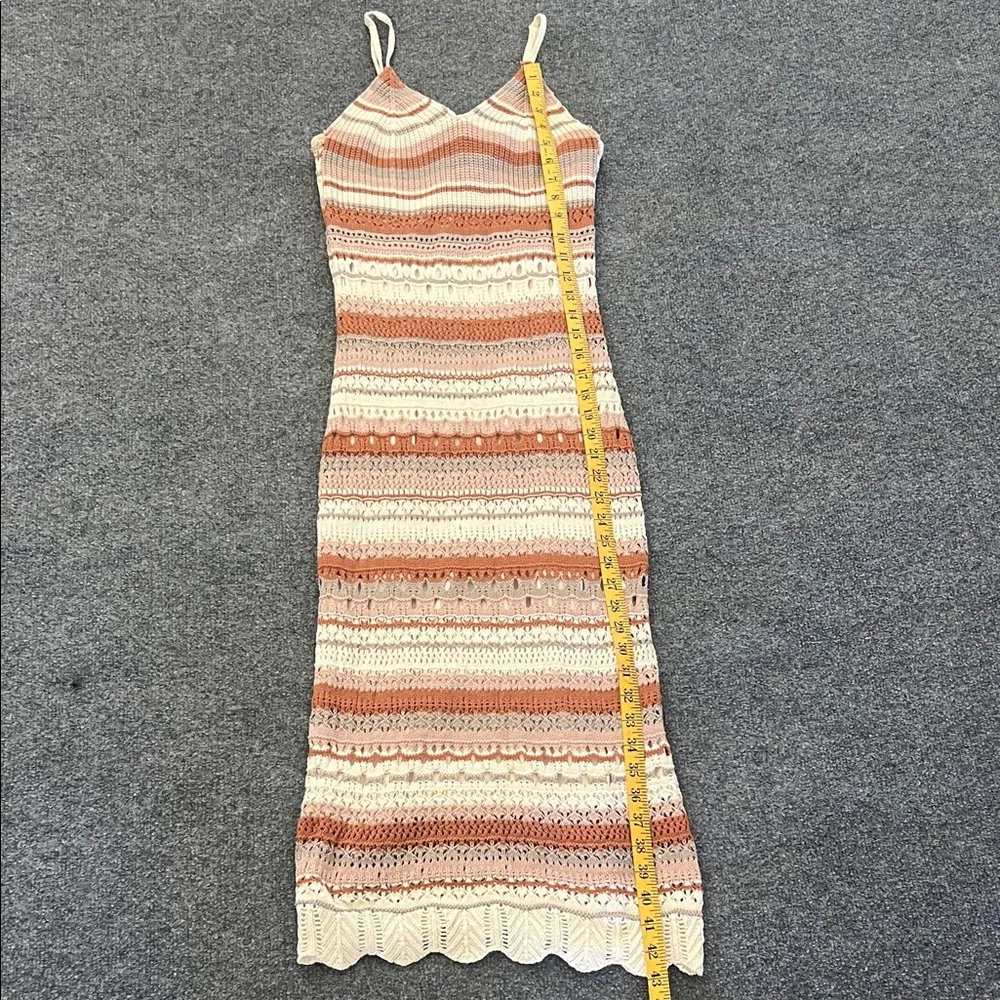 Boho Knit Midi Dress /Fall Crochet Style Perfect for Thanksgiving Gatherings 🍂 Brown - Image 9