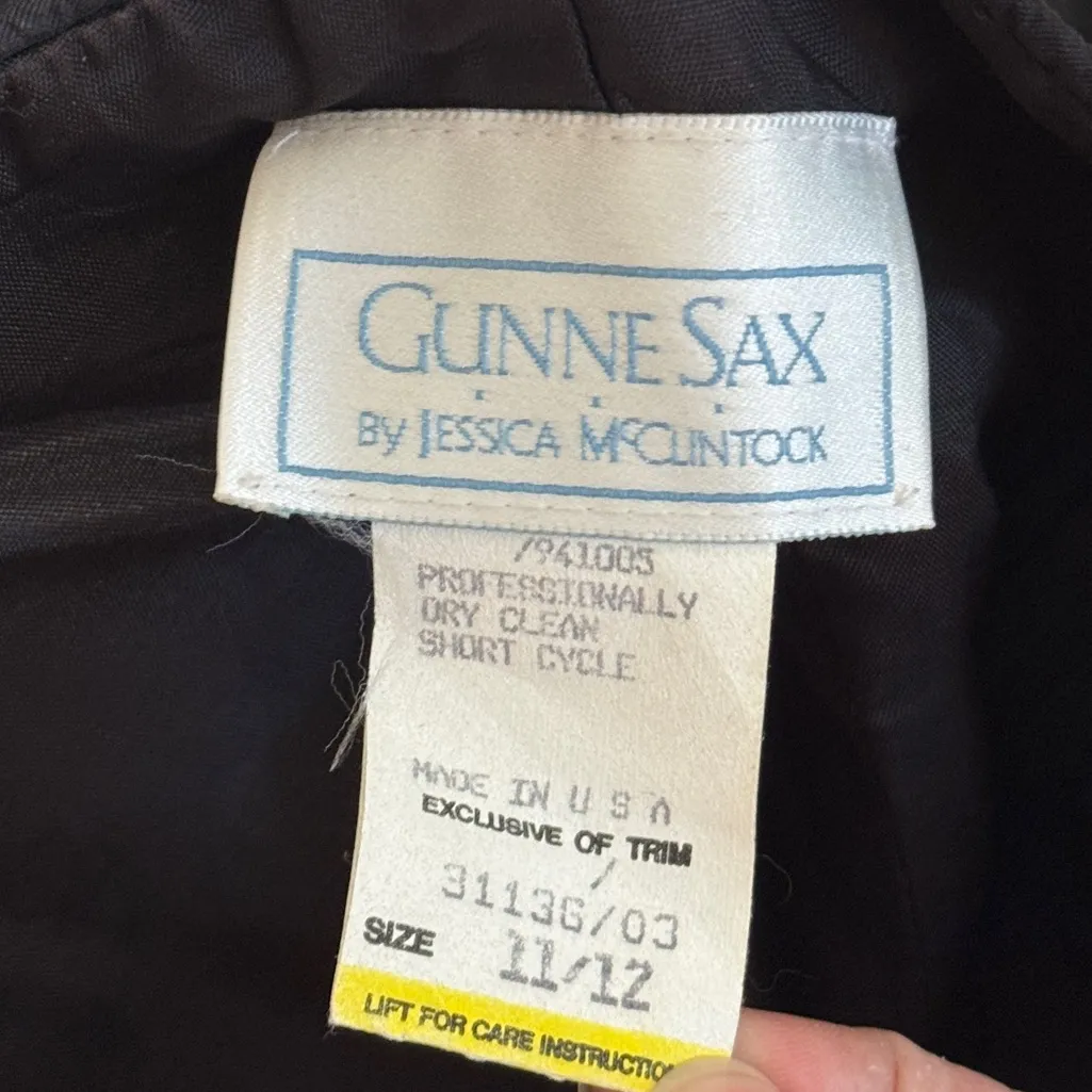 GUNNE SAX Vintage Dress Black Sequin Corset Strapless Gown Embellishment Small - Image 2