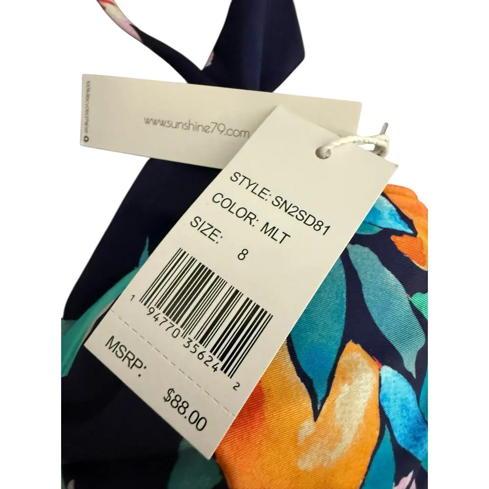 La Blanca Sunshine Navy Peach Halter Fruit Floral 2 Piece Bikini Swimsuit Set 8 - Image 12
