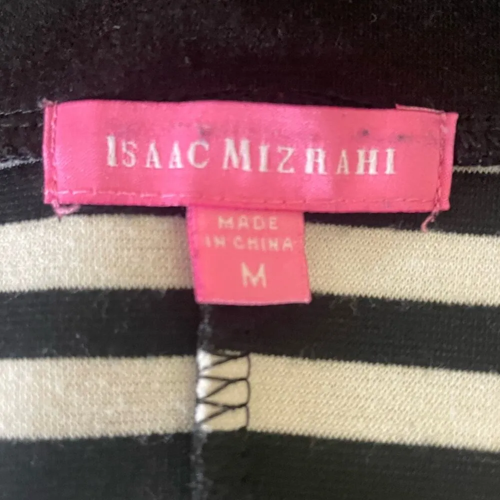 Isaac Mizrahi Women Mini Dress M Black Stripe Casual Preppy Coastal Travel Comfy - Image 2