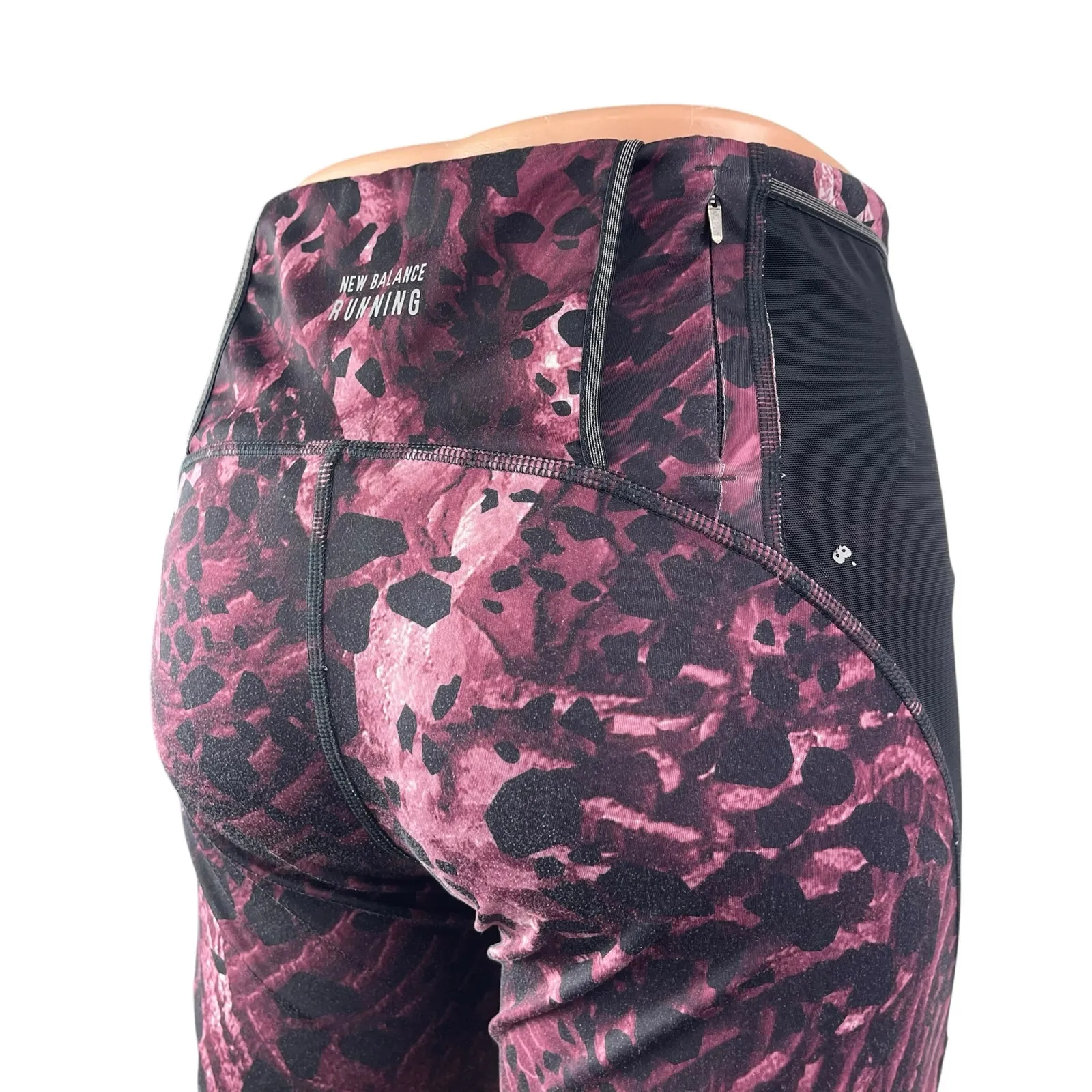 New Balance Printed Impact Run Purple Black Activewear Running Biker Shorts Sz S - Image 4