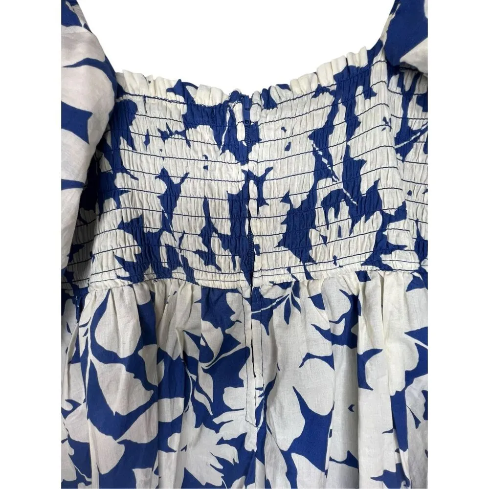 Trixxi Blue And White Puffy Floral Mini Dress With Off Shoulder Sleeves - Image 6