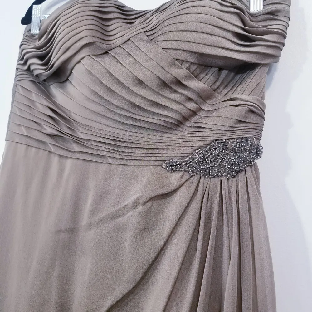 Bari Jay Olive Green Pleated Rhinestones Strapless Evening Dress Size 12 - Image 5